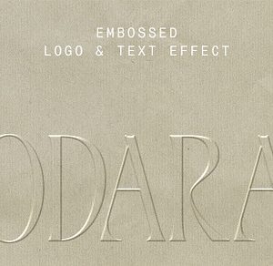 ODARA | Embossed Logo & Text Effect