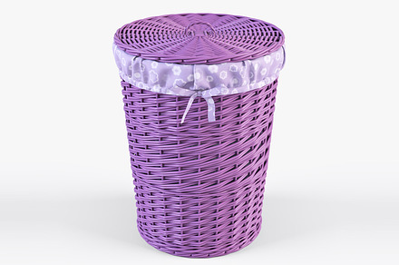 Wicker Laundry Basket 03 Purple