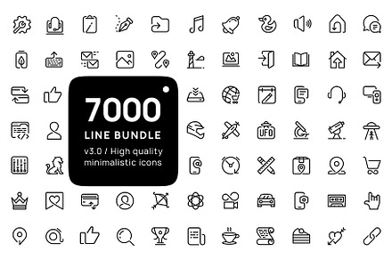 7000 Premium outline icons bundle