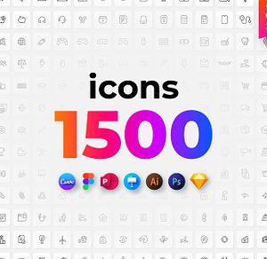 1500 Outline Icons Canva Bundle