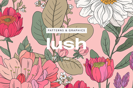 Lush Botanical Pattern and Graphics