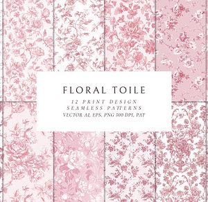 Pink Toile Print Design Patterns