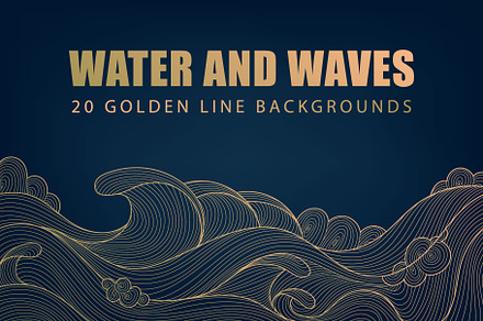 Water And Waves Golden Backgrounds