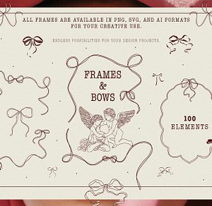 Bows & Frames Line Art