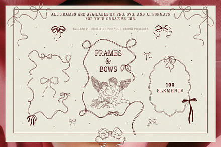 Bows & Frames Line Art