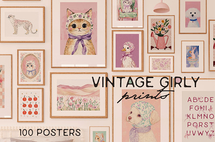 100 Vintage Girly Prints