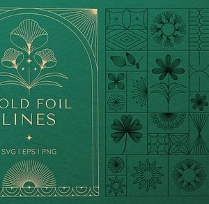Gold foil, linear design elements