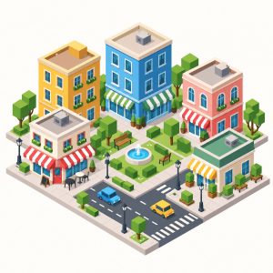 Isometric City Block Illustrations